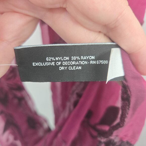 INC Burgundy Wine Sheer Velvet Floral Burnout Whimsigoth Tassel Scarf One Size - Picture 9 of 12